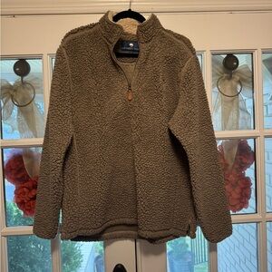 SOUTHERN SHIRT Brown Tan Sherpa Fleece Quarter-Zip Pullover Jacket - MEDIUM